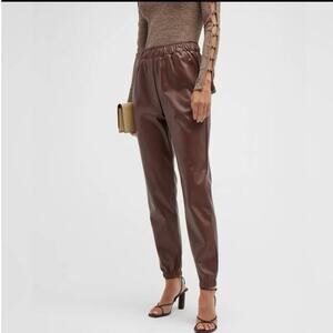 WeWoreWhat Vegan Leather Joggers Brown Butter Soft Med
